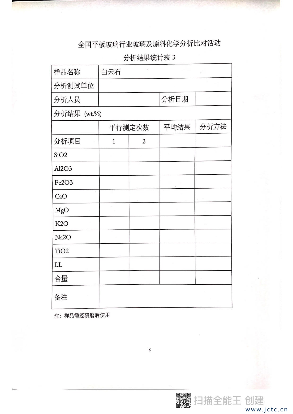 關于開展第二屆全國平板玻璃行業(yè)原料化學分析對比活動的通知_6.jpg